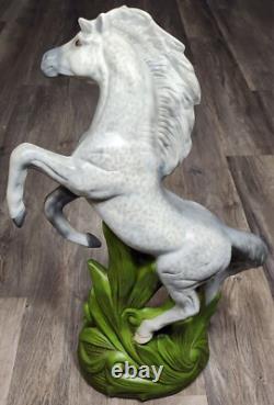 Vtg Ceramic Gray Horse Stallion Statue Regency 26 Figure Art Rearing Standing