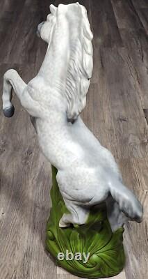 Vtg Ceramic Gray Horse Stallion Statue Regency 26 Figure Art Rearing Standing