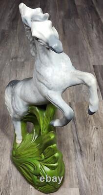 Vtg Ceramic Gray Horse Stallion Statue Regency 26 Figure Art Rearing Standing