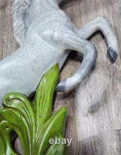 Vtg Ceramic Gray Horse Stallion Statue Regency 26 Figure Art Rearing Standing