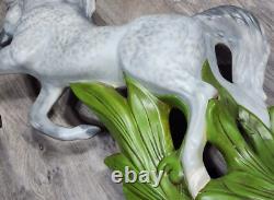 Vtg Ceramic Gray Horse Stallion Statue Regency 26 Figure Art Rearing Standing