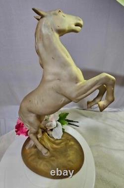 Vtg Royal Dux Bohemia Porcelain Rearing Horse Stallion Figurine Statue Large 14