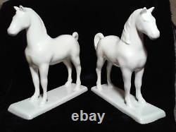 WHITE STANDING HORSE BOOKENDS / STATUE'S 10 PORCELAIN, Bisque