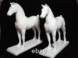 WHITE STANDING HORSE BOOKENDS / STATUE'S 10 PORCELAIN, Bisque