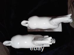 WHITE STANDING HORSE BOOKENDS / STATUE'S 10 PORCELAIN, Bisque