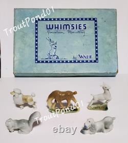 Wade First Whimsies Figurines Set 1 Box Fawn Spaniel Horse Poodle Squirrel 1953