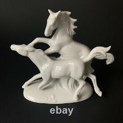 Wagner and Apel W&A Horse Figurine White Porcelain 11594 Wild Horses 4.5 tall