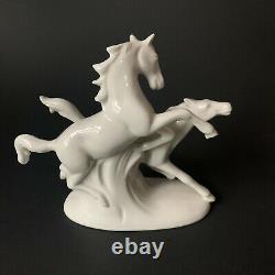 Wagner and Apel W&A Horse Figurine White Porcelain 11594 Wild Horses 4.5 tall