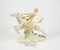 Wallendorf, Nude Lady Riding A Horse 7.4, Handpainted Porcelain Figurine