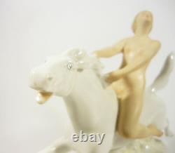 Wallendorf, Nude Lady Riding A Horse 7.4, Handpainted Porcelain Figurine