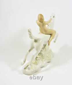 Wallendorf, Nude Lady Riding A Horse 7.4, Handpainted Porcelain Figurine