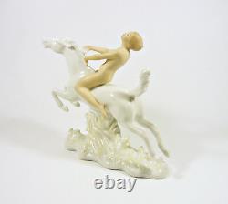 Wallendorf, Nude Lady Riding A Horse 7.4, Handpainted Porcelain Figurine