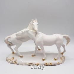 White Gilded Porcelain Horse Figurine Large Italy