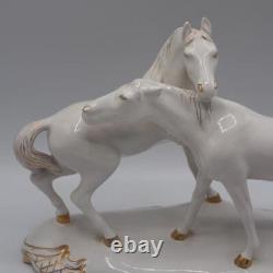 White Gilded Porcelain Horse Figurine Large Italy