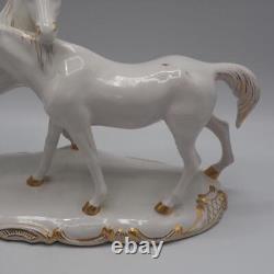 White Gilded Porcelain Horse Figurine Large Italy