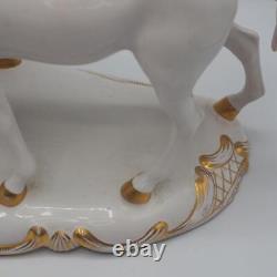 White Gilded Porcelain Horse Figurine Large Italy