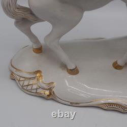 White Gilded Porcelain Horse Figurine Large Italy