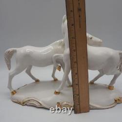 White Gilded Porcelain Horse Figurine Large Italy