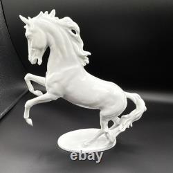 White Glazed Porcelain Sculpture of A Rearing Horse Germany 1950s
