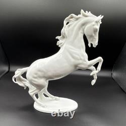 White Glazed Porcelain Sculpture of A Rearing Horse Germany 1950s