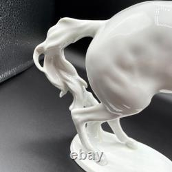 White Glazed Porcelain Sculpture of A Rearing Horse Germany 1950s