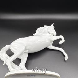 White Glazed Porcelain Sculpture of A Rearing Horse Germany 1950s