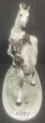 Wien Austria Augarten Wild Stallion Duo Porcelain Horse Figure Hand Painted