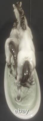 Wien Austria Augarten Wild Stallion Duo Porcelain Horse Figure Hand Painted
