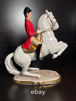 Wien Austria Porcelain Spanische Hofreitschule Spanish Horse And Rider Figurine