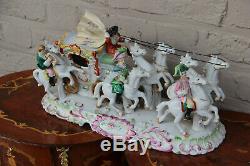 XL German Porcelain princess Coach Carriage 6 horses group statue