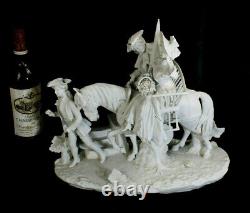 XL German Scheibe alsbach bisque porcelain group statue horse marked