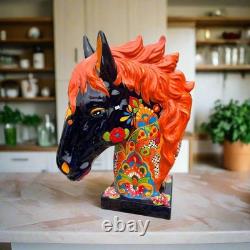 XL Talavera Horse Head Statue Colorful Handmade Mexican Pottery