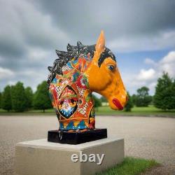 XL Talavera Horse Head Statue Colorful Handmade Mexican Pottery