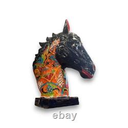XL Talavera Horse Head Statue Colorful Handmade Mexican Pottery