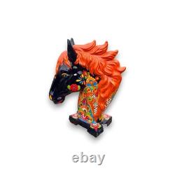 XL Talavera Horse Head Statue Colorful Handmade Mexican Pottery